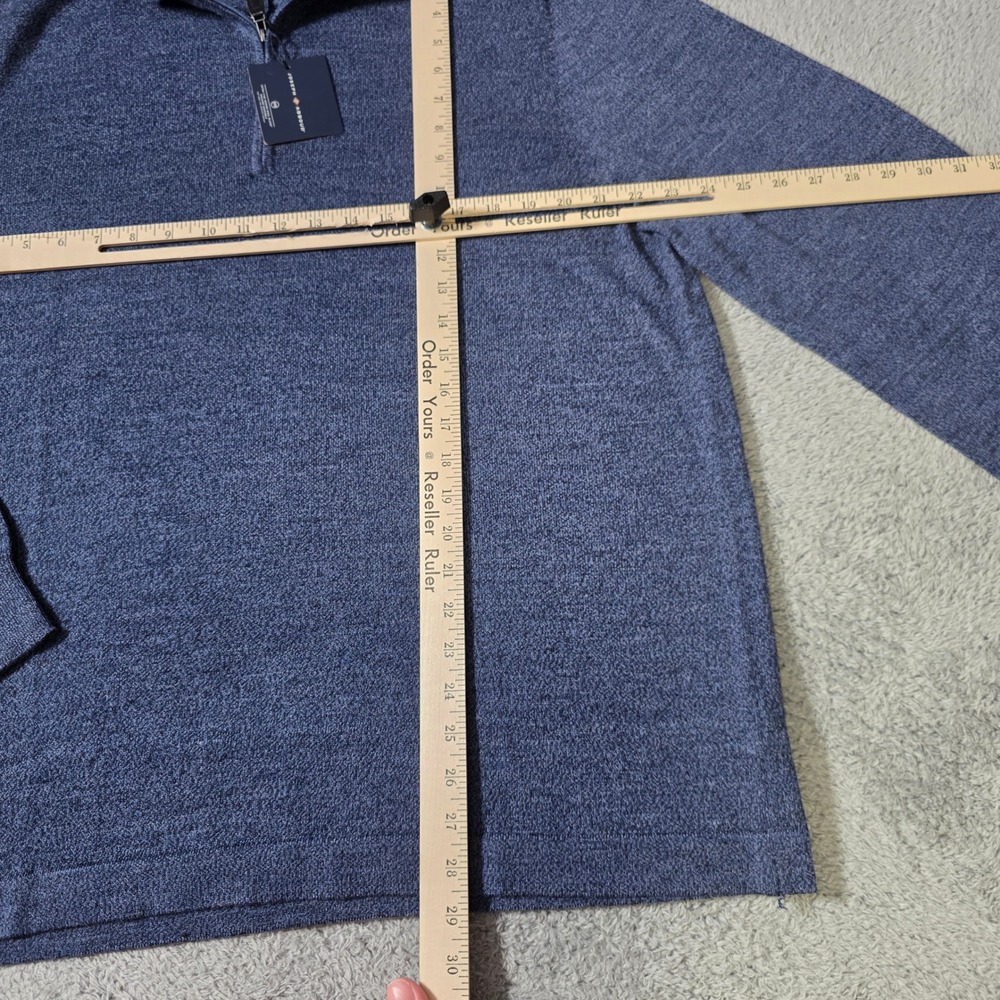 Joseph Abboud Mens XXL 1/4 Zip Sweater Blue Merino Wool Blend 37.5 Tech - Picture 2 of 8